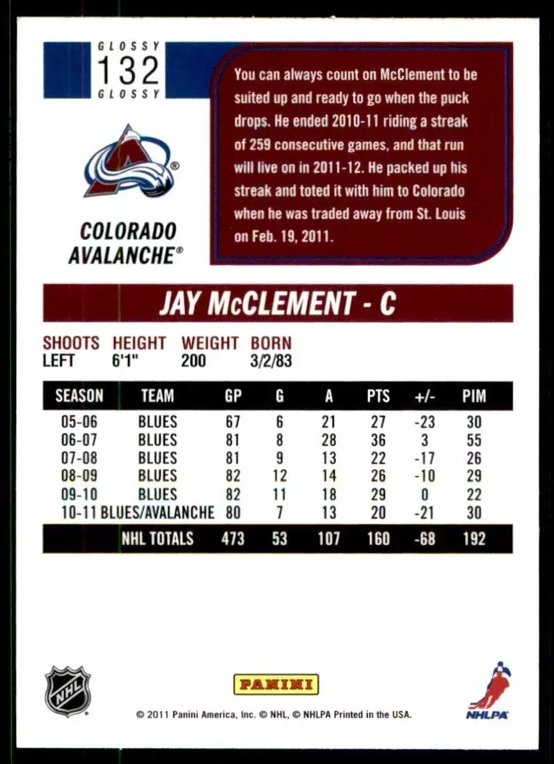 2011-12 Score Glossy #132 Jay McClement 1