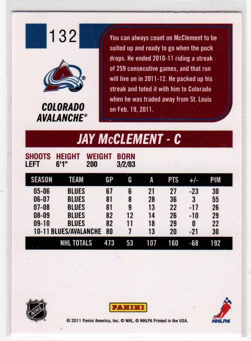 2011-12 Score #132 Jay McClement 1