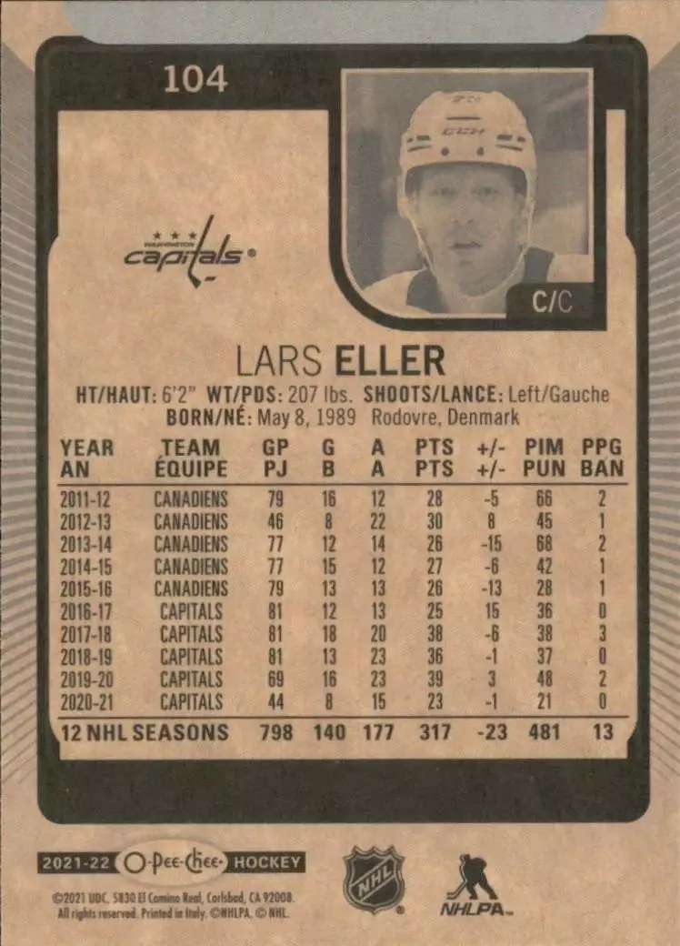 2021-22 O-Pee-Chee #104 Lars Eller 1