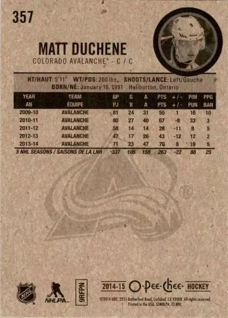 2014-15 O-Pee-Chee #357 Matt Duchene 1