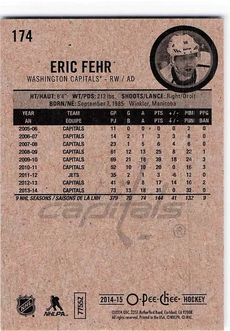 2014-15 O-Pee-Chee #174 Eric Fehr 1