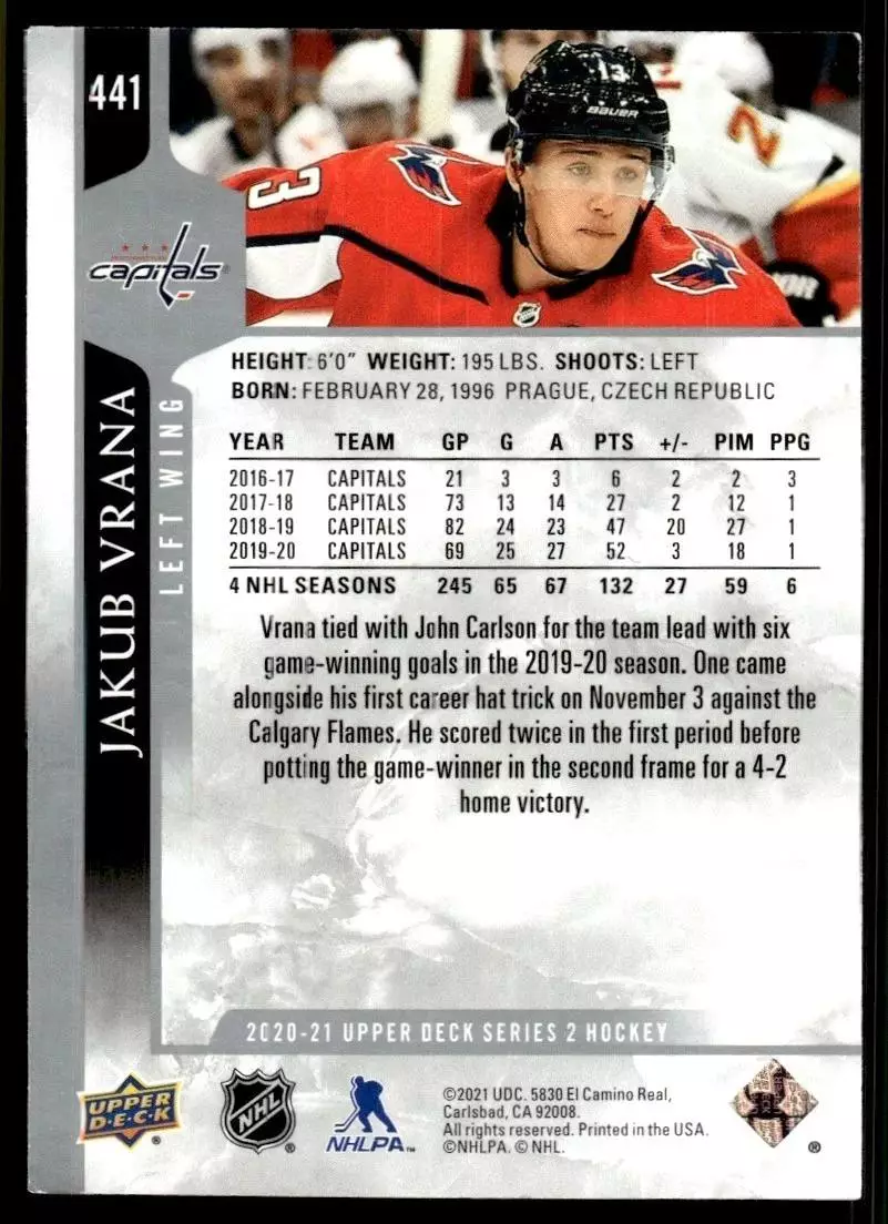2020-21 Upper Deck #441 Jakub Vrana 1