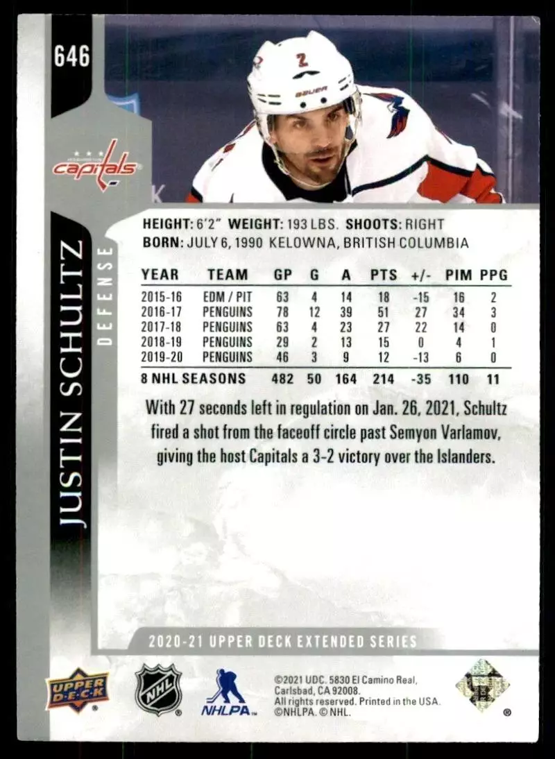 2020-21 Upper Deck #646 Justin Schultz 1