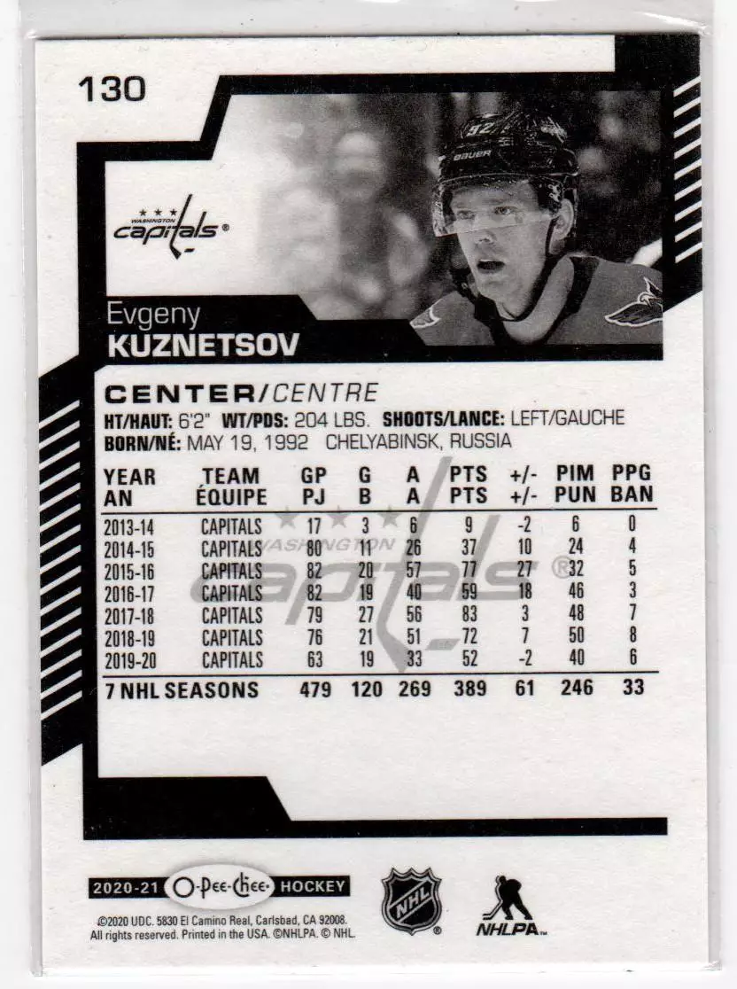 2020-21 O-Pee-Chee #130 Evgeny Kuznetsov 1