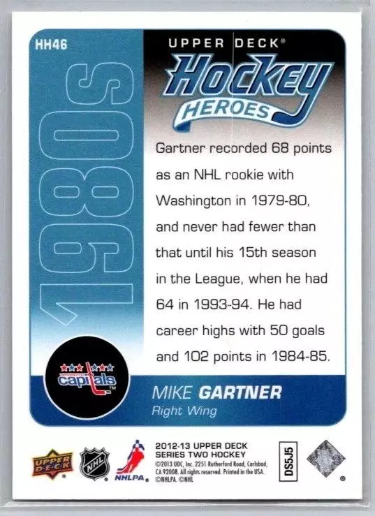2013-14 Upper Deck Hockey Heroes #HH46 Mike Gartner 1