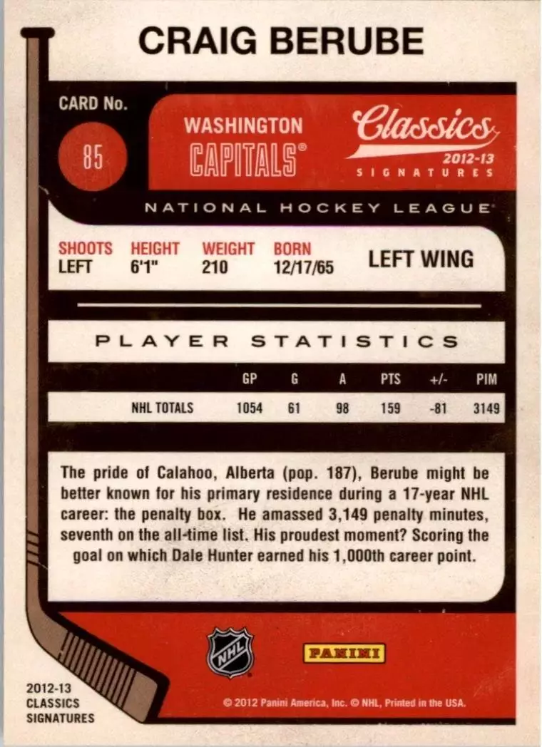 2012-13 Classics Signatures #85 Craig Berube 1