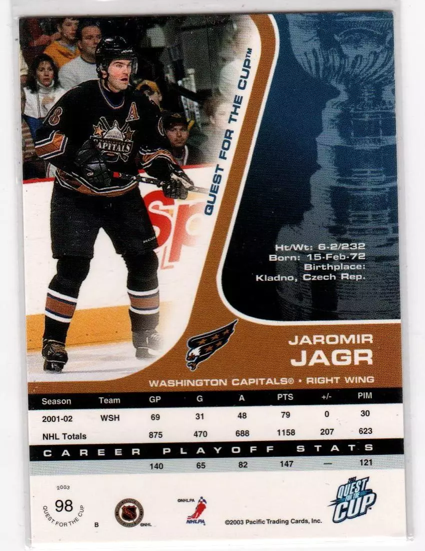 2002-03 Pacific Quest For The Cup #98 Jaromir Jagr 1