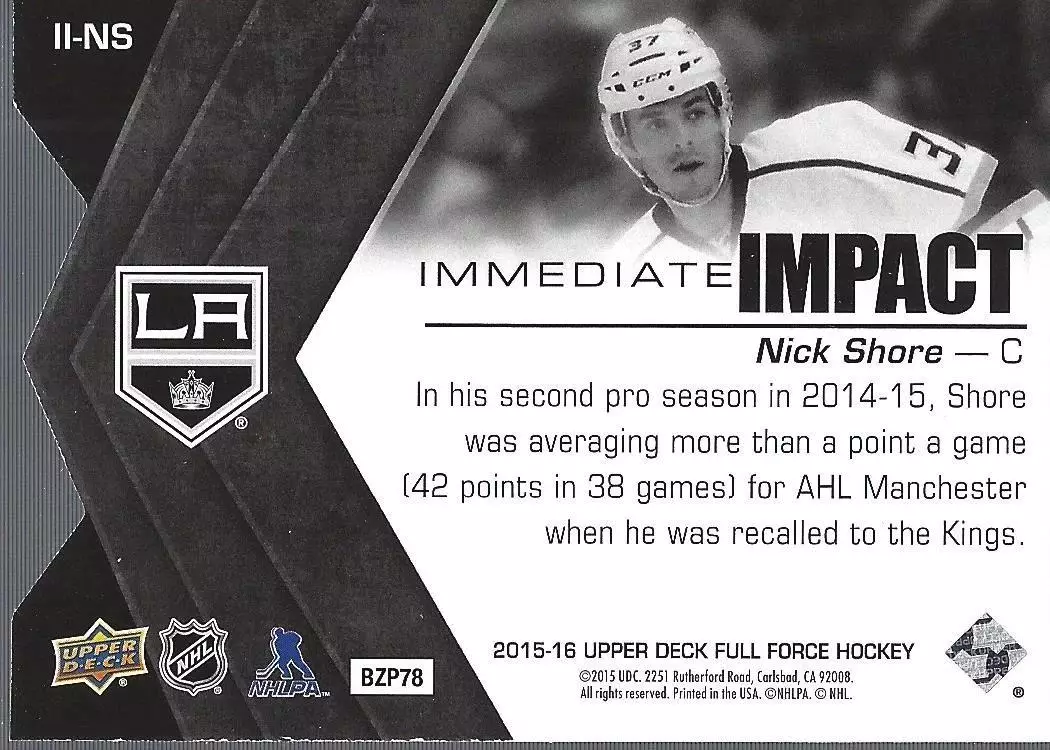 2015-16 Upper Deck Full Force Immediate Impacts #IINS Nick Shore 1