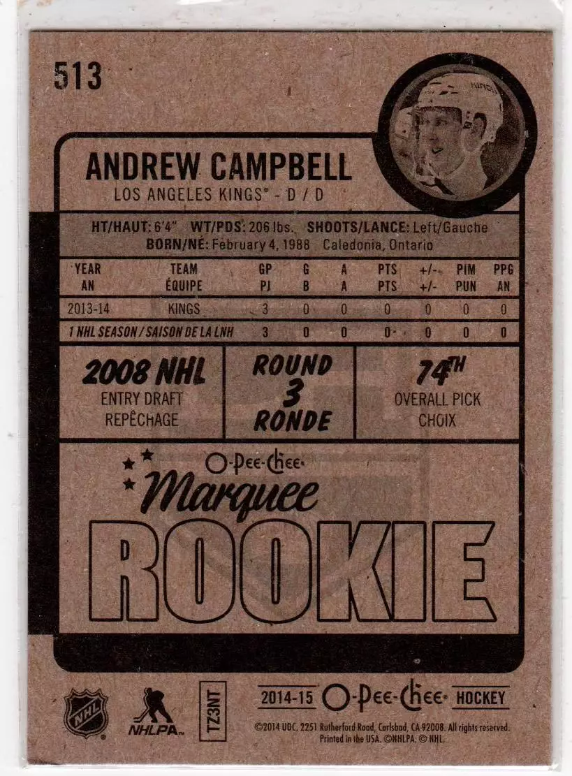 2014-15 O-Pee-Chee #508 Andrew Campbell RC 1