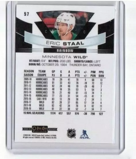 2019-20 O Pee Chee Platinum Rainbow # 57 Eric Staal 1