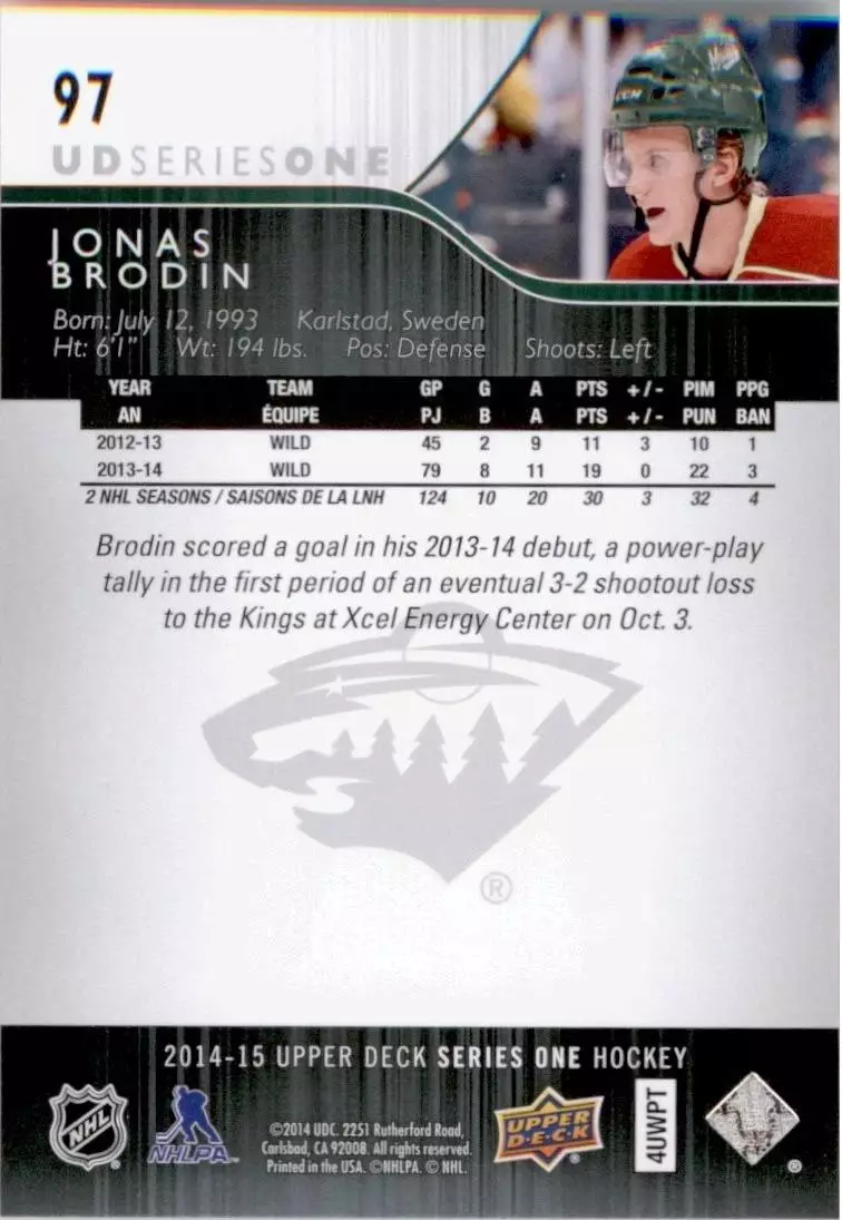 2014-15 Upper Deck #97 Jonas Brodin 1