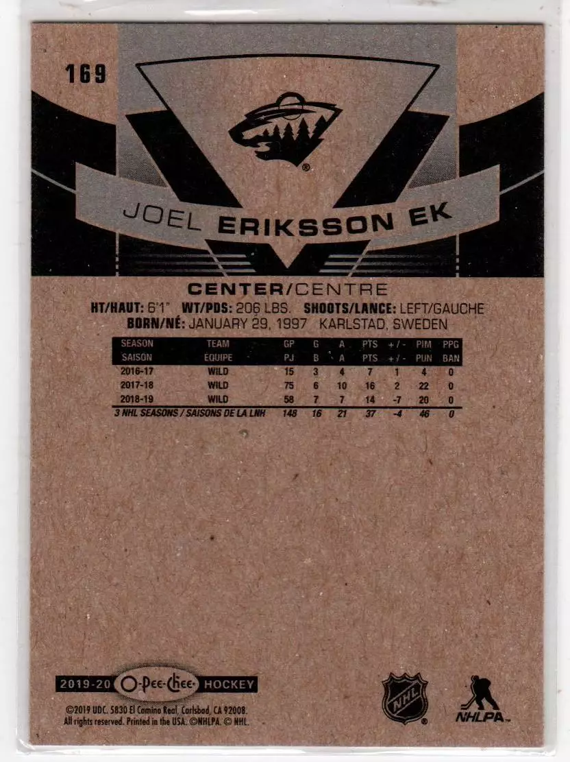 2019-20 O-Pee-Chee #169 Joel Eriksson Ek 1