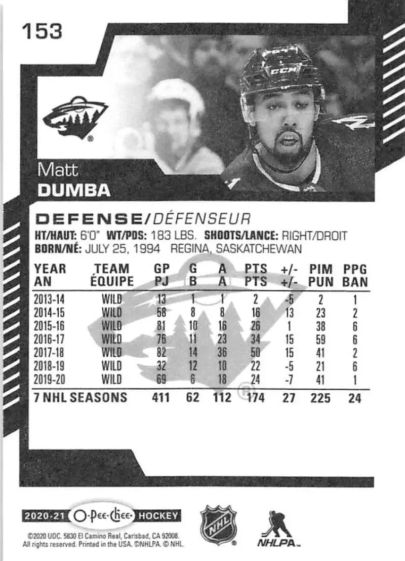 2020-21 O-Pee-Chee #153 Matt Dumba 1