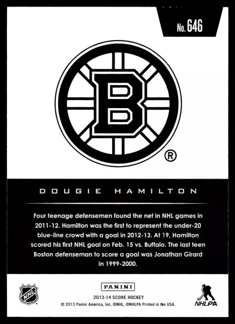 2013-14 Score #646 Dougie Hamilton RC 1