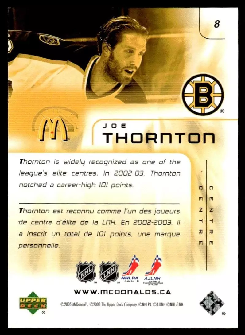 2005-06 Upper Deck McDonald's #8 Joe Thornton 1