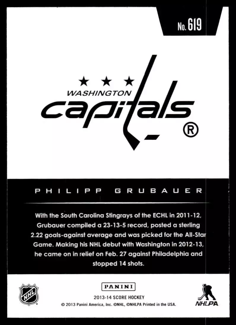 2013-14 Score #619 Philipp Grubauer RC 1