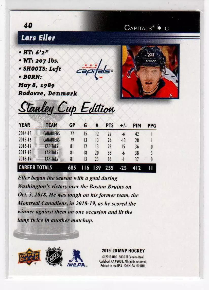 2019-20 Upper Deck MVP Stanley Cup Edition 20th Anniversary Silver Script #40 1