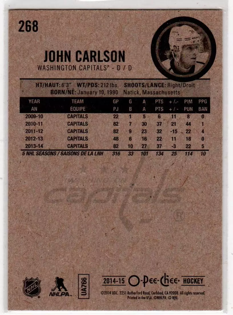 2014-15 O-Pee-Chee #268 John Carlson 1