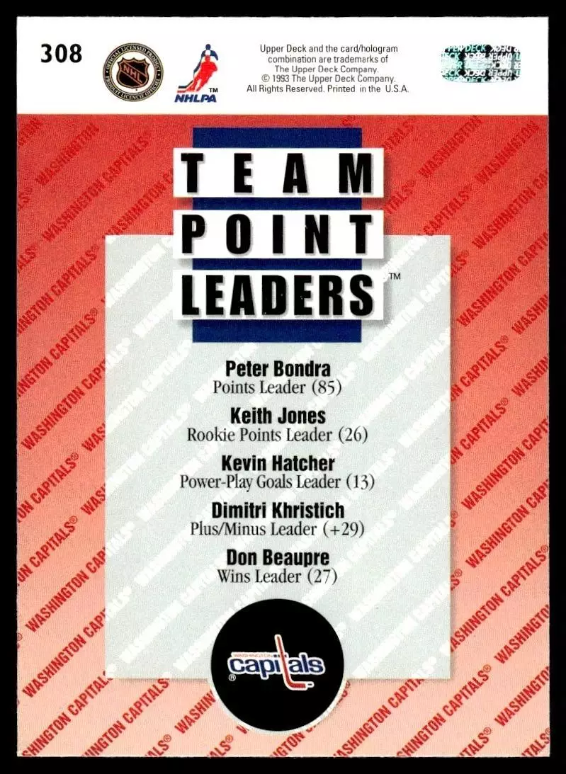 1993-94 Upper Deck #308 Peter Bondra 1