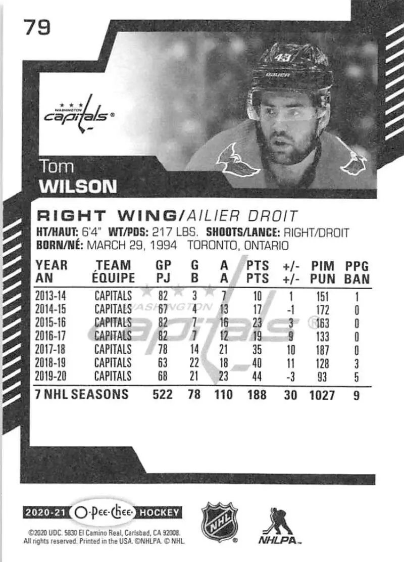 2020-21 O-Pee-Chee #79 Tom Wilson 1