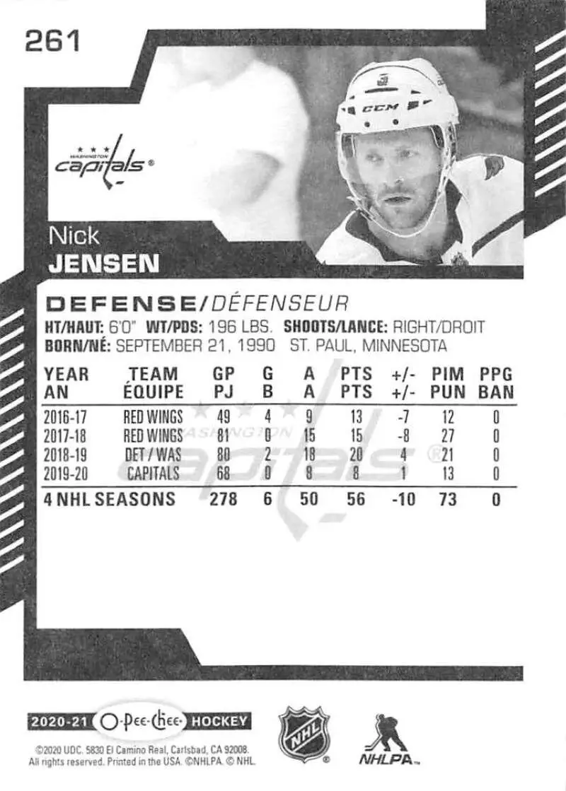 2020-21 O-Pee-Chee #261 Nick Jensen 1