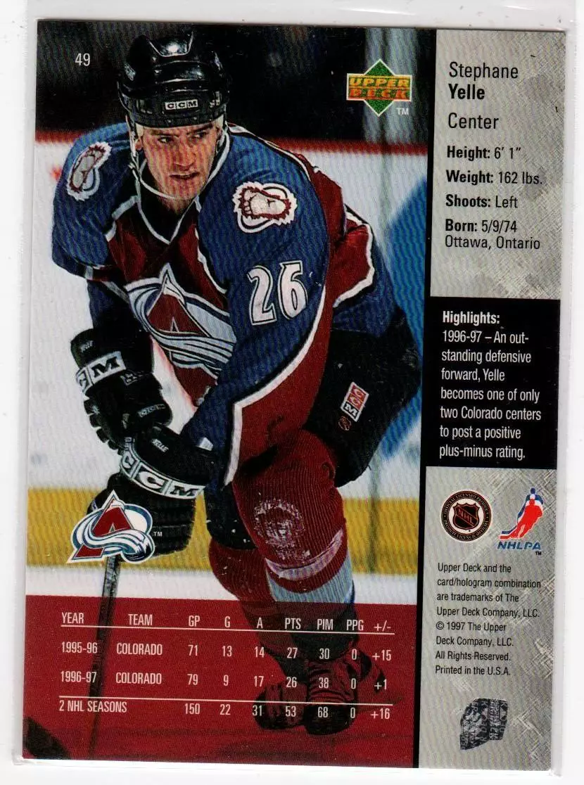 1997-98 Upper Deck #49 Stephane Yelle 1