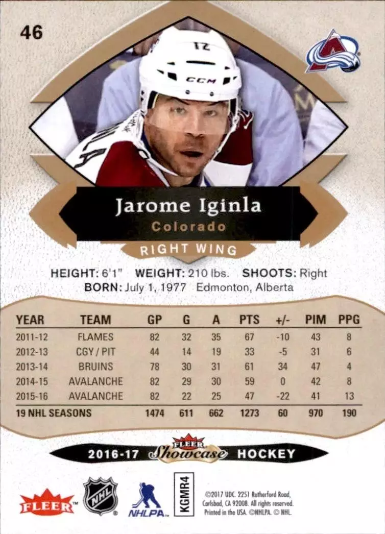 2016-17 Fleer Showcase #46 Jarome Iginla 1