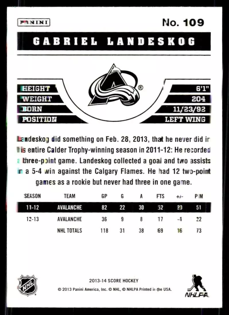2013-14 Score #109 Gabriel Landeskog 1