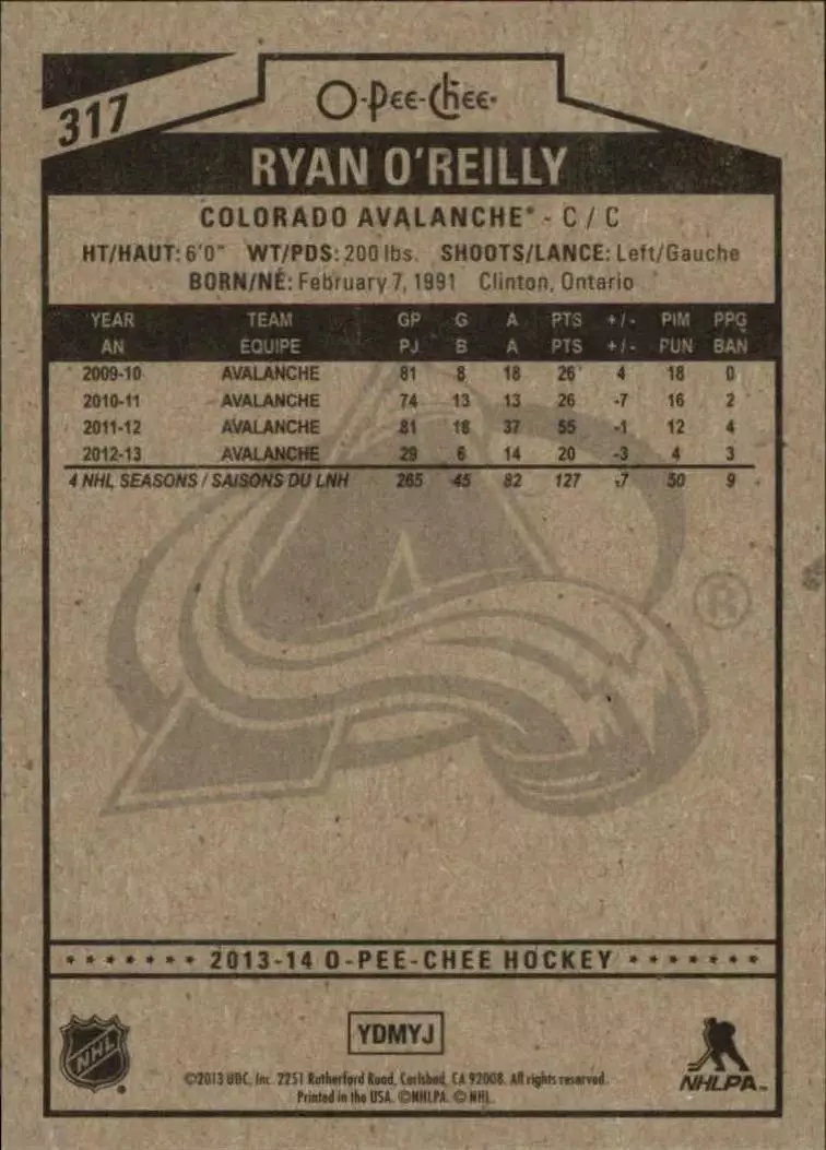 2013-14 O-Pee-Chee #317 Ryan O'Reilly 1