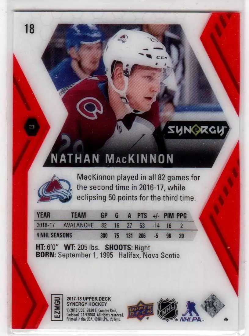 2017-18 Upper Deck Synergy Red #18 Nathan MacKinnon 1
