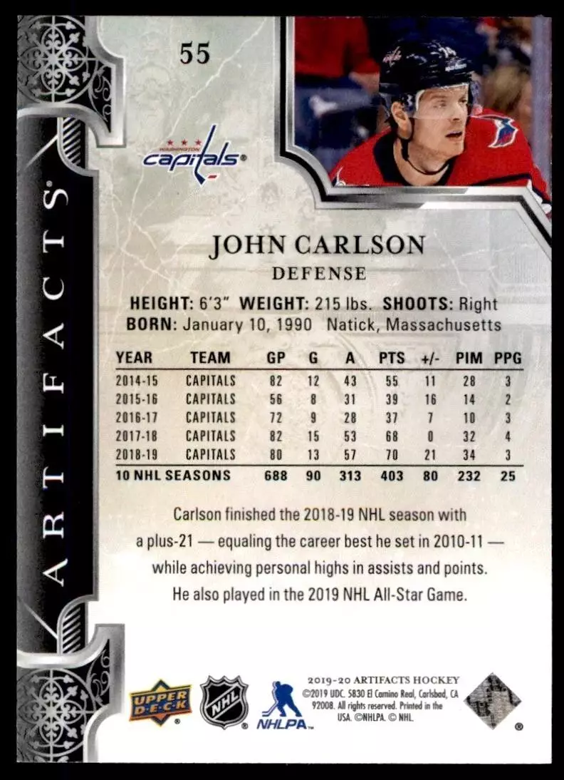 2019-20 Artifacts #55 John Carlson 1