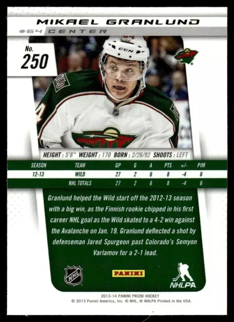2013-14 Panini Prizm #250 Mikael Granlund RC 1