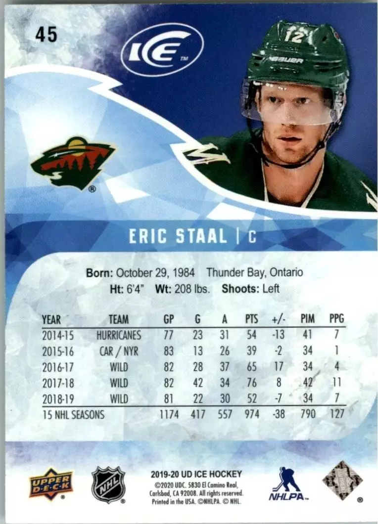 2019-20 Upper Deck Green #45 Ice Eric Staal 1