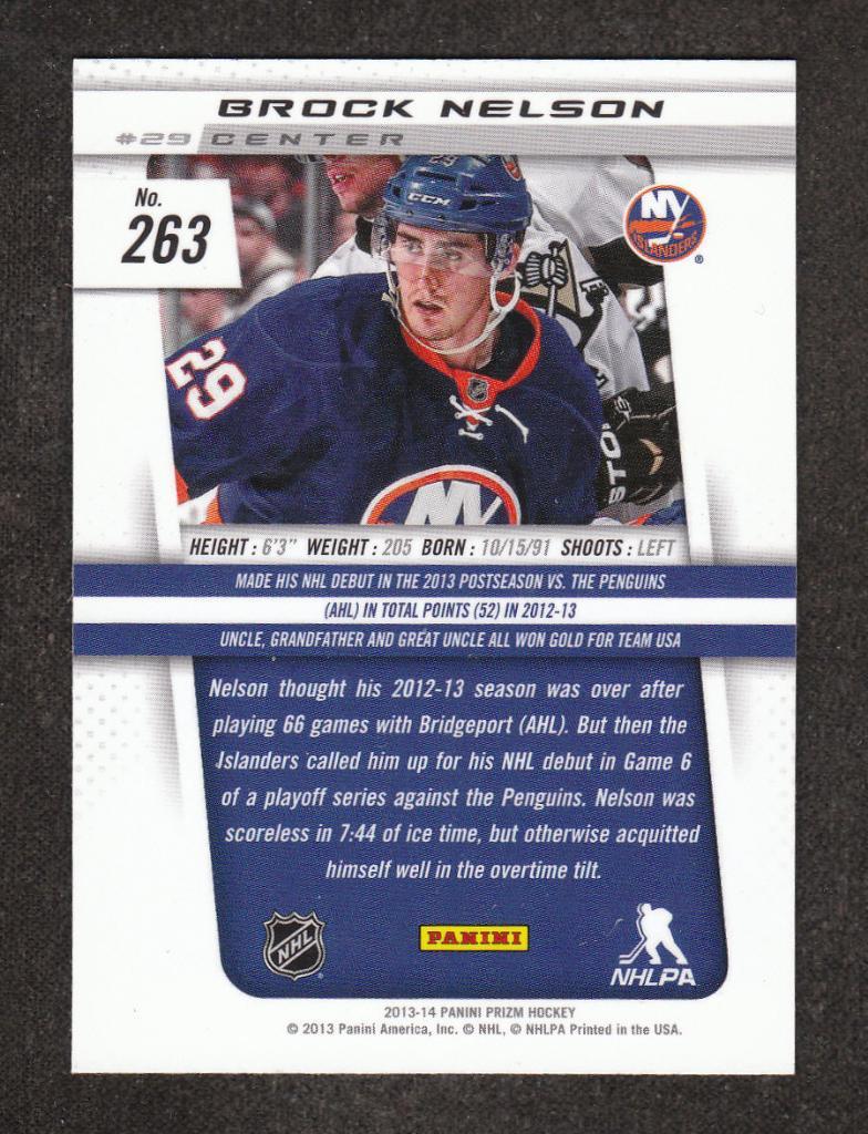 2013-14 Panini Prizm #263 Brock Nelson RC (NHL) New York Islanders 1