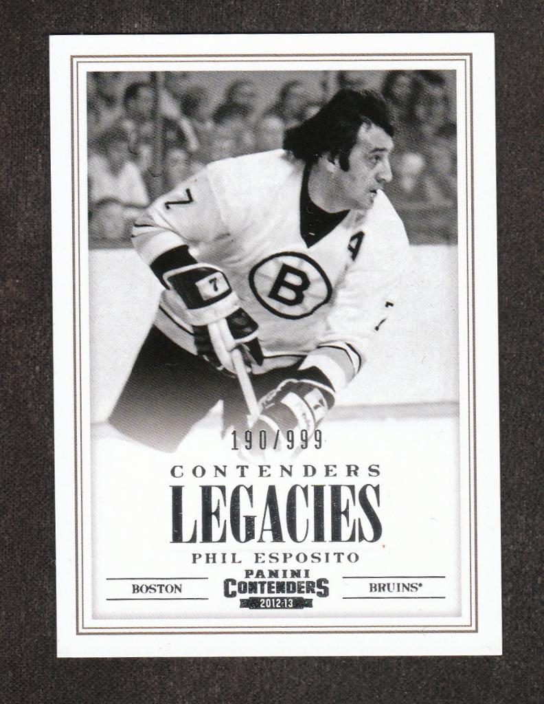 2012-13 Panini Contenders Legacies #21 Phil Esposito 190/999 (NHL) Boston Bruins