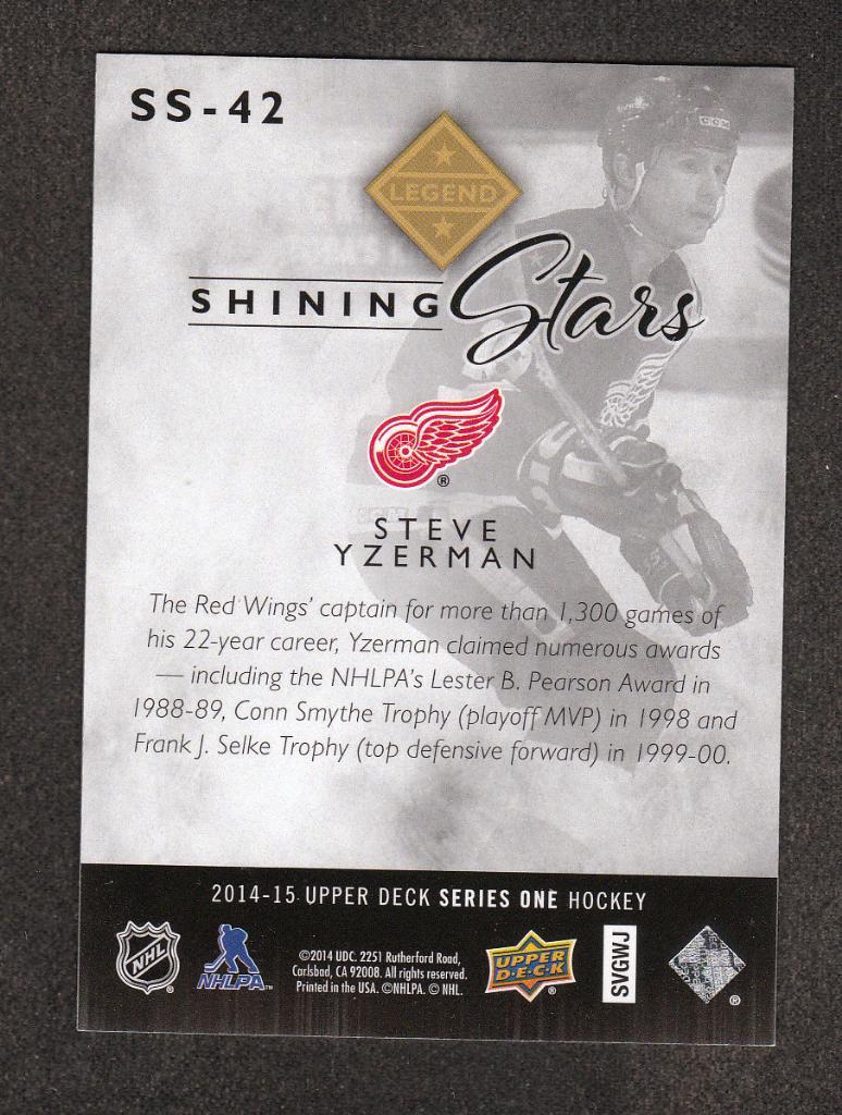 2014-15 Upper Deck Shining Stars #SS42 Steve Yzerman (NHL) Detroit Red Wings 1