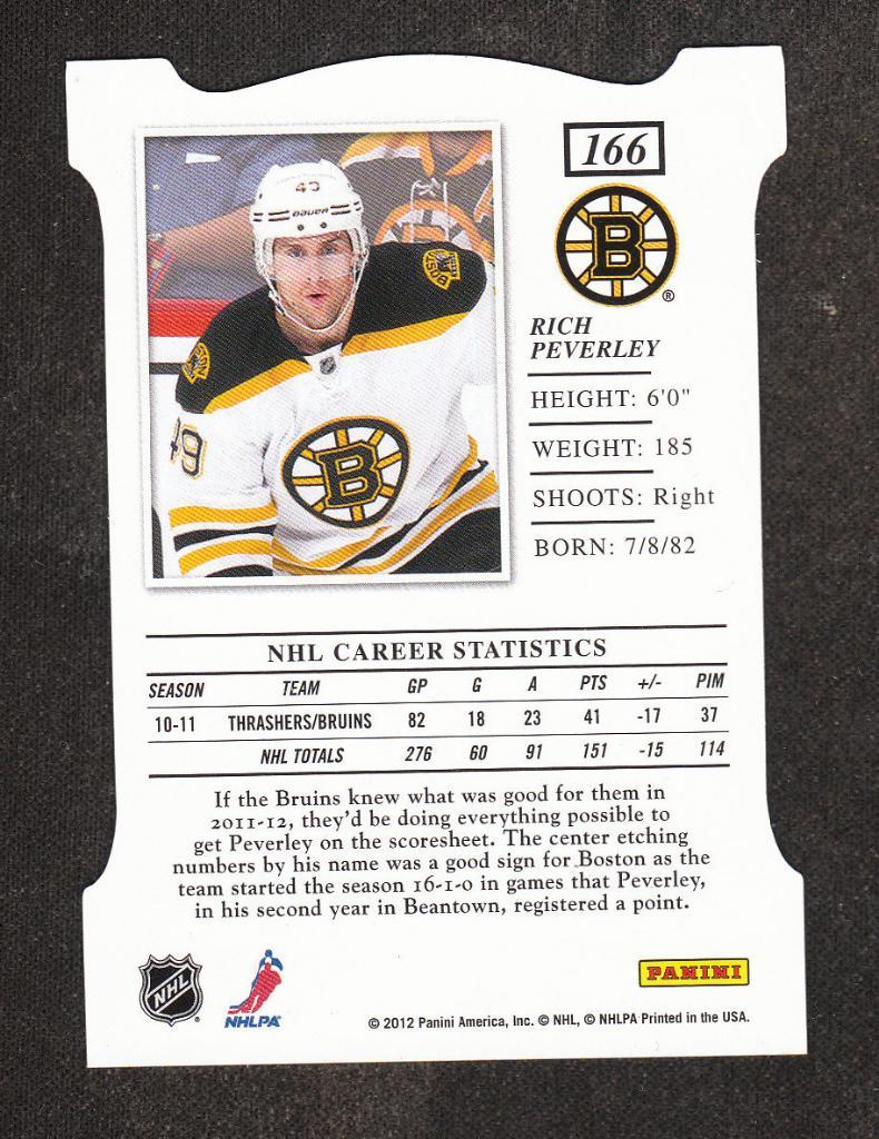 2011-12 Elite Aspirations #166 Rich Peverley (NHL) Boston Bruins 1