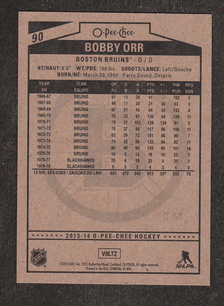 2013-14 O-Pee-Chee #90 Bobby Orr (NHL) Boston Bruins 1