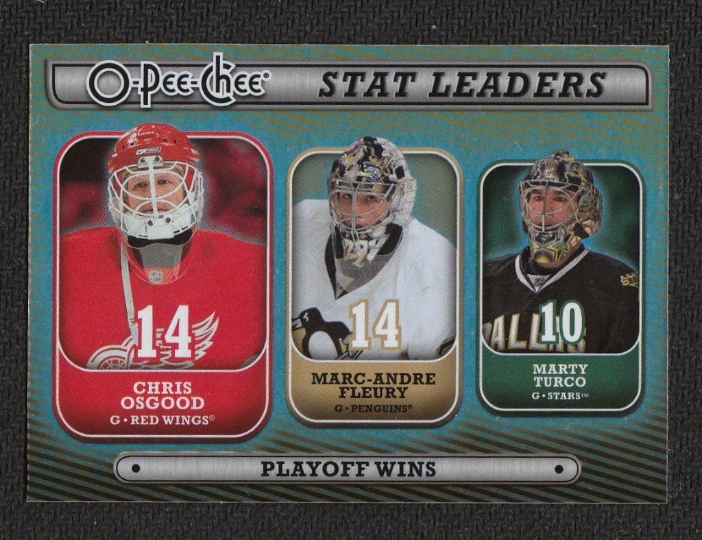 2008-09 O-Pee-Chee Stat Leaders #SL14 Osgood/ Fleury/Turco (NHL) Detroit Red Win