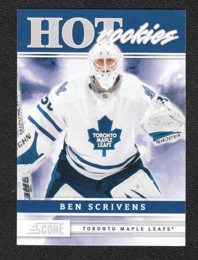 2011-12 Score #538 Ben Scrivens HR RC (NHL) Toronto Maple Leafs