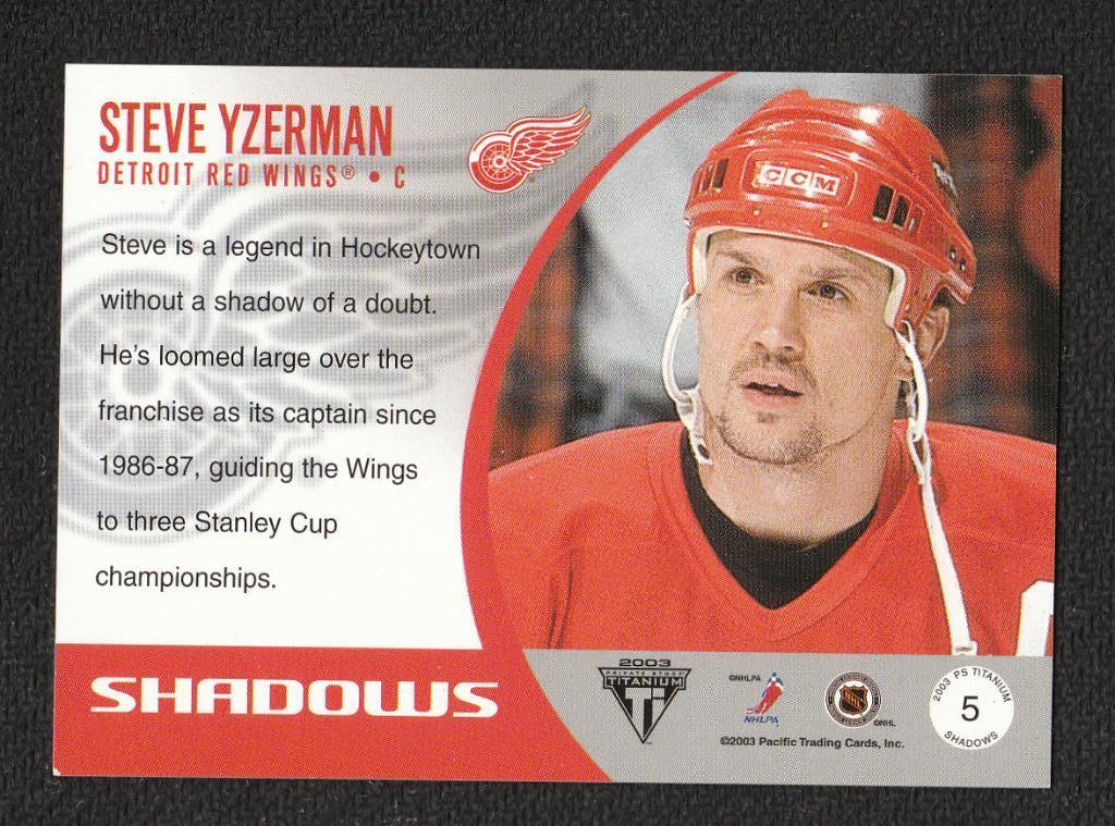 2002-03 Titanium Shadows #5 Steve Yzerman (NHL) Detroit Red Wings 1