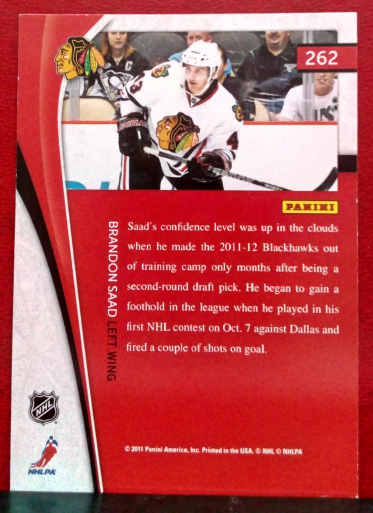 2011-12 Pinnacle #262 Brandon Saad RC (NHL) Chicago Blackhawks 1