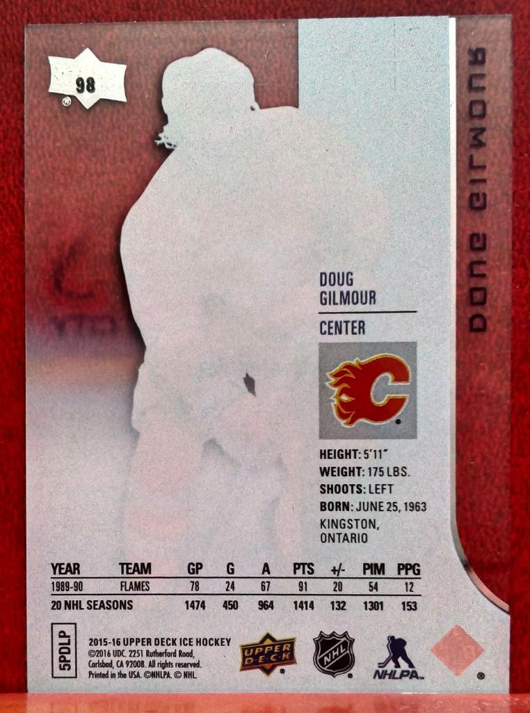 2015-16 Upper Deck Ice #98 Doug Gilmour (NHL) Calgary Flames 1