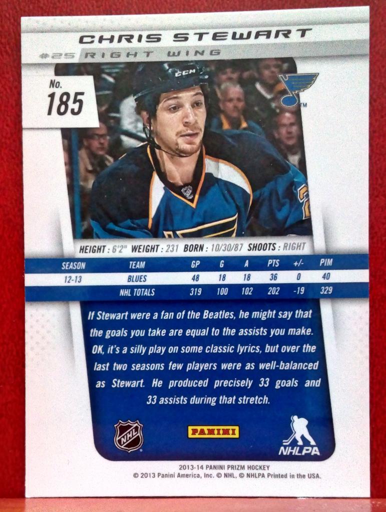 2013-14 Panini Prizm #185 Chris Stewart (NHL) StLouis Blues 1