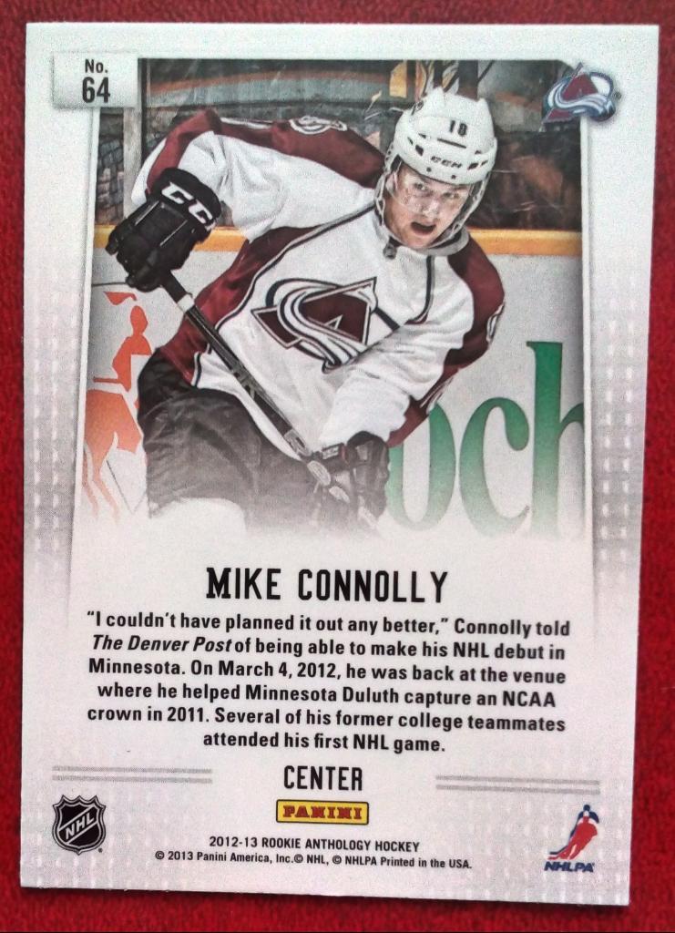 2012-13 Panini Prizm #64 Mike Connolly RC (NHL) Colorado Avalanche 1