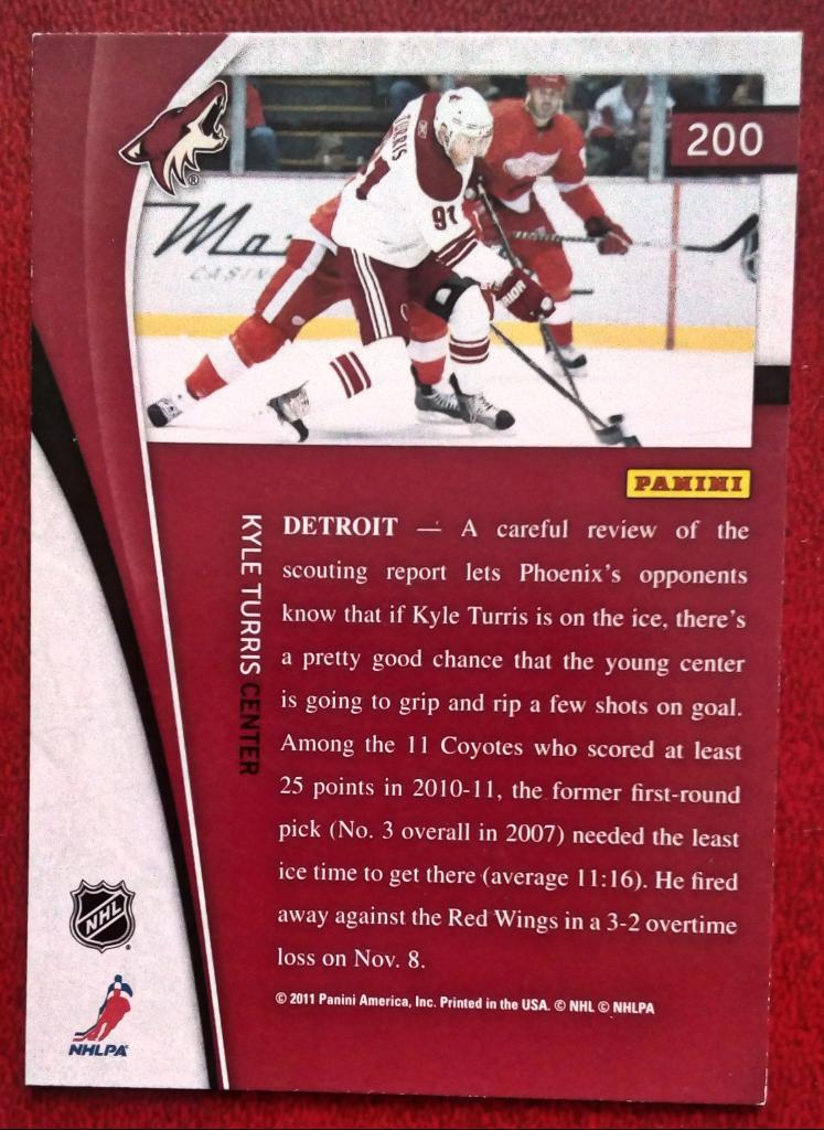 2011-12 Pinnacle #200 Kyle Turris (NHL) Phoenix Coyotes 1