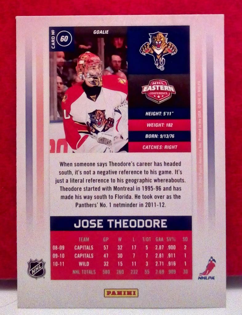 2011-12 Panini Contenders #60 Jose Theodore (NHL) Florida Panthers 1