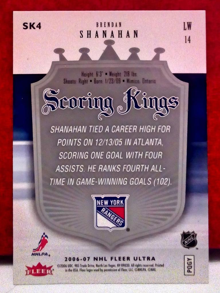 2006-07 Ultra Scoring Kings #SK4 Brendan Shanahan (NHL) New York Rangers 1