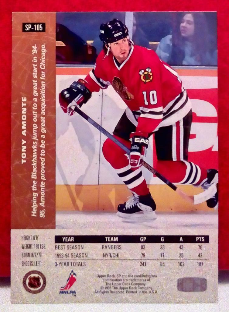 1994-95 Upper Deck SP Inserts #SP105 Tony Amonte (NHL) Chicago Blackhawks 1