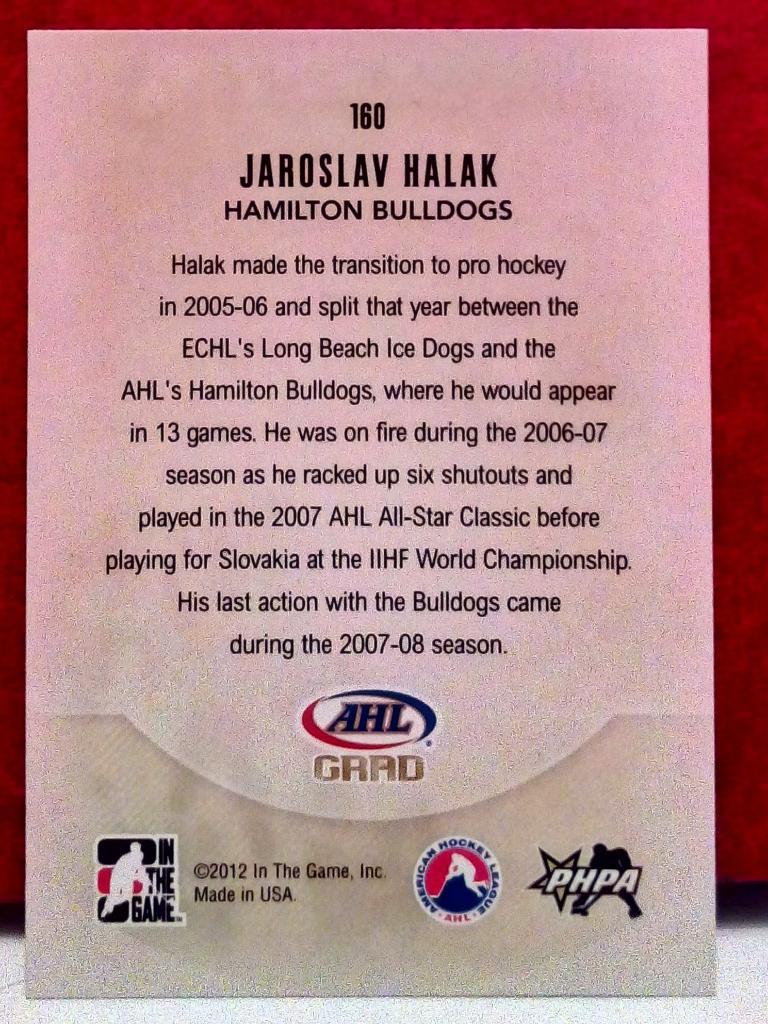 2011-12 ITG Heroes and Prospects #160 Jaroslav Halak AG (NHL) 1